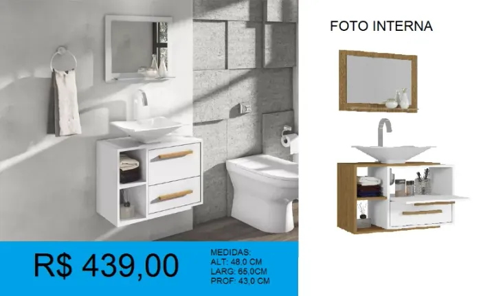 Conjunto para banheiro de alta qualidade - Entrega e montagem grátis!!