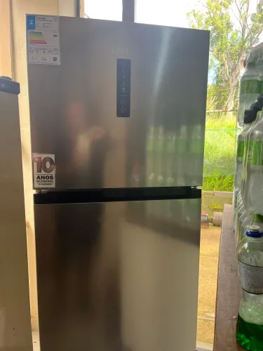 Geladeira Frost Free Duplex 347L Slim cor Inox Midea 110v