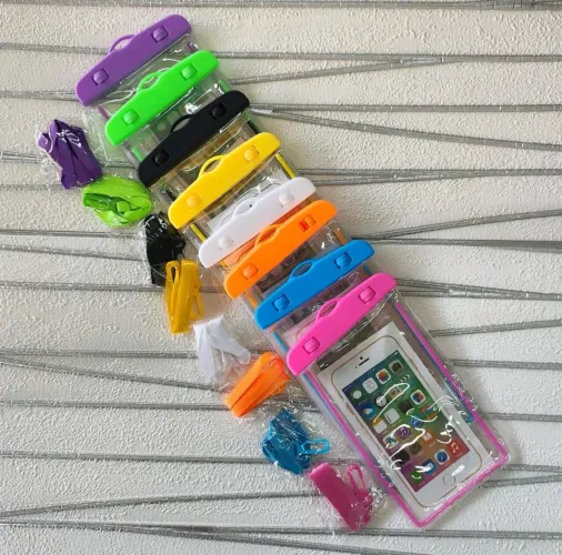 Capa Impermeável p Celular - Proteção à Prova D?Água  20m Universal Cordão AZUL