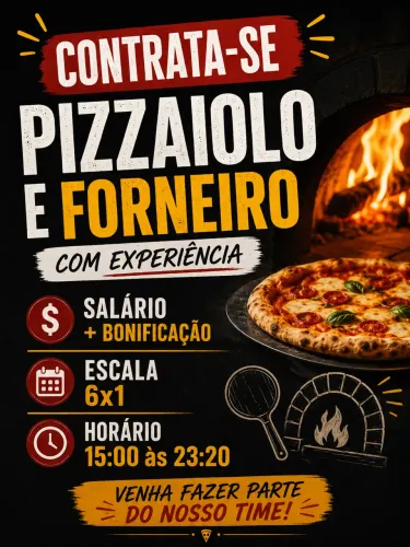 Contrata-se pizzaiolo e forneiro