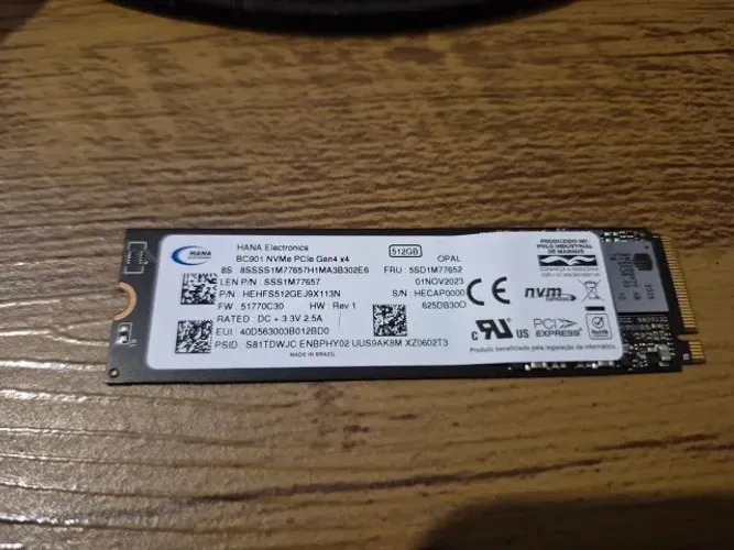 SSD NVMe 512GB SK Hynix PCIe 4.0 5000MB/s - 99% Saude (OEM Lenovo)