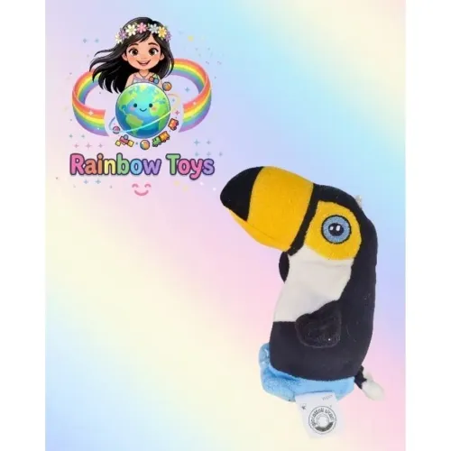 Mini Pelúcia Tucano kinder Ovo Maxi Natoons, mede 12cm