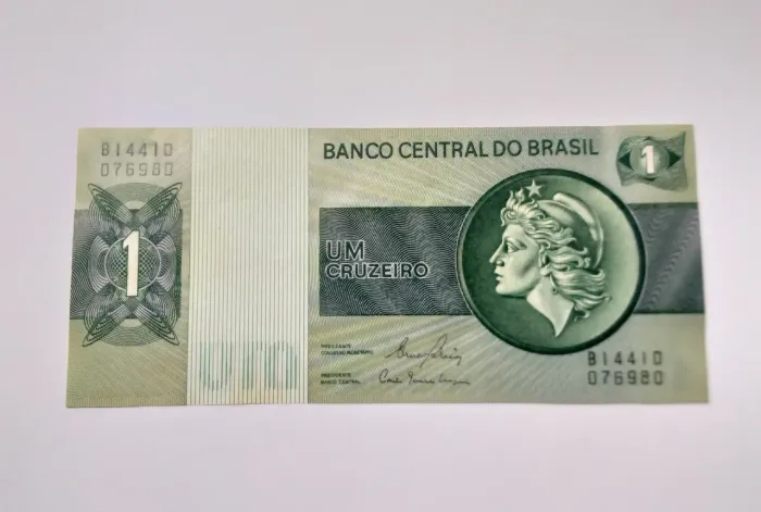CÉDULA DO BRASIL, 1 CRUZEIRO, FLOR DE ESTAMPA (PERFEITO ESTADO DE CONSERVAÇÃO).