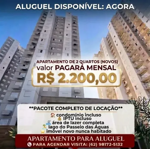 ALUGUEL APARTAMENTO NOVO EM FRENTE PASSEIO DAS ÁGUAS SHOPPING