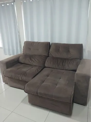 Sofá retrátil 2 lugares - Suede Marrom