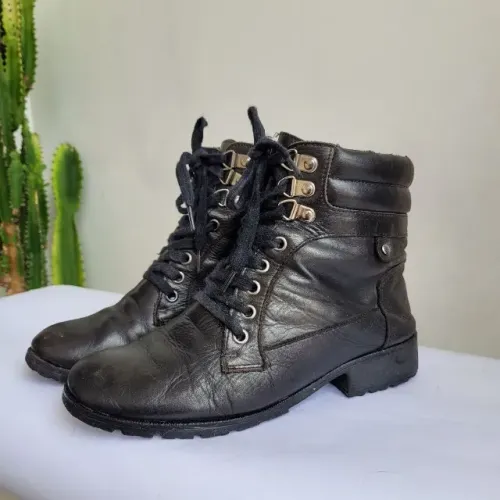 bota coturno feminina couro legítimo | tam: 35