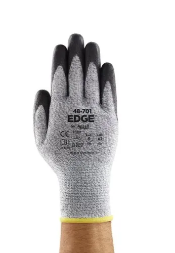 Luva EDGE Ansell 48-701 AntiCorte Cinza/Preto