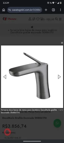 Misturador monocomando lavatório de mesa bica baixa Keila grafite escovado 