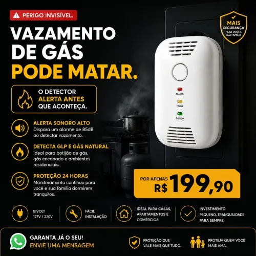? Detector de Gás: Segurança 24h!