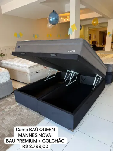  Cama box Queen BAÚ COM COLCHÃO MANNES - Entrego! 