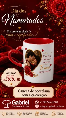 Caneca alca de coração com caixa para presente 