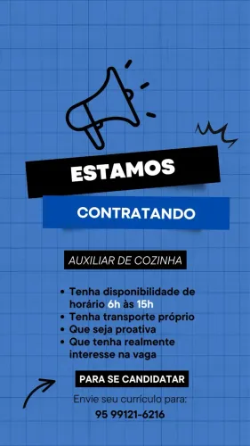 CONTRATANDO AUXILIAR DE COZINHA
