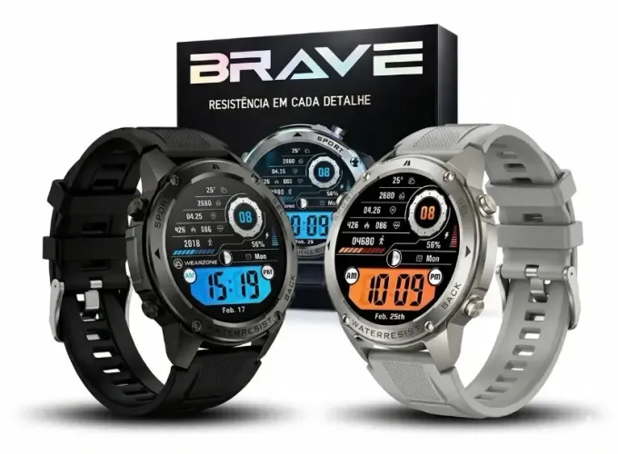 Smartwatch Wearzone Brave Gps 5atm Água Do Mar Ip69k Preto