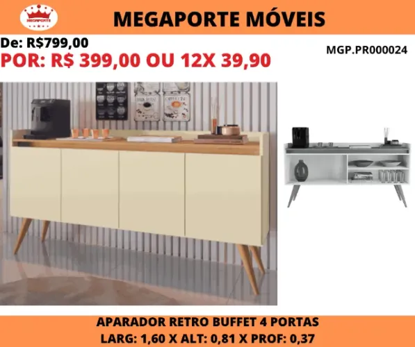APARADOR BUFFET 4 PORTAS