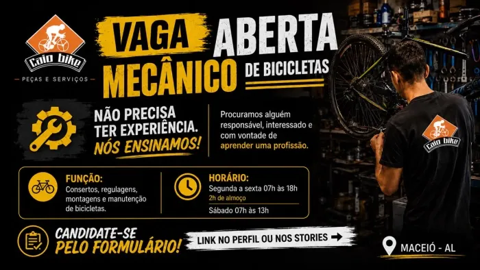Vaga para mecânico de bicicletas