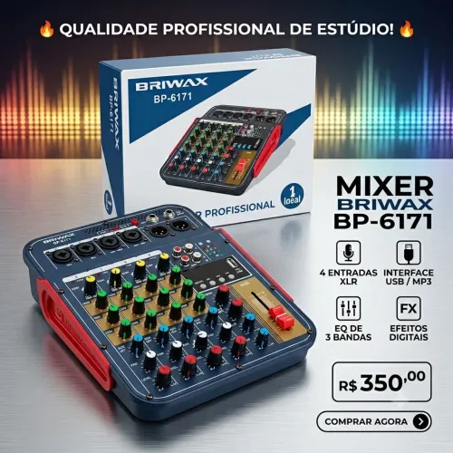 MESA DE SOM MIXER PROFISSIONAL BRIWAX BP - 6171