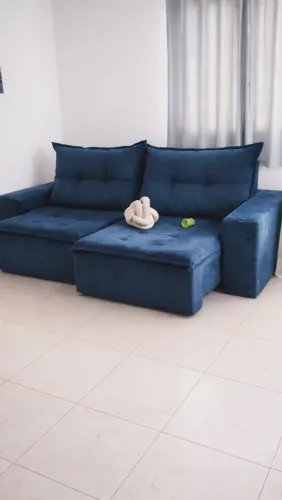 Sofá retrátil e reclinável azul escuro - Ótimo estado