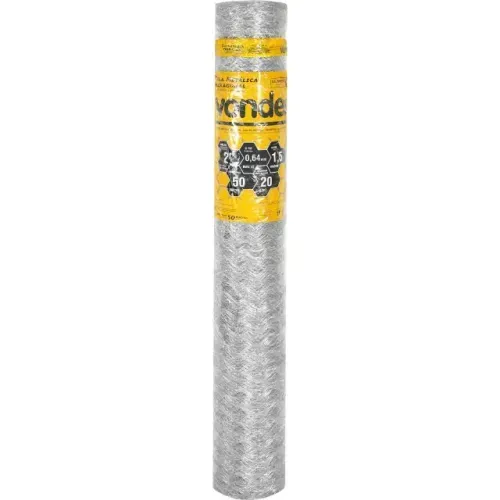 Tela metálica hexagonal, galinheiro, malha 2", 23 BWG x 1,5 m, com 50 m, VONDER
