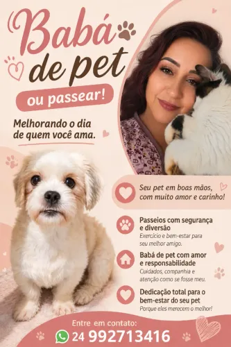 Precisa de alguem pra fazer seu Pet se sentir seguro ou passear?! Essa pessoa sou eu!