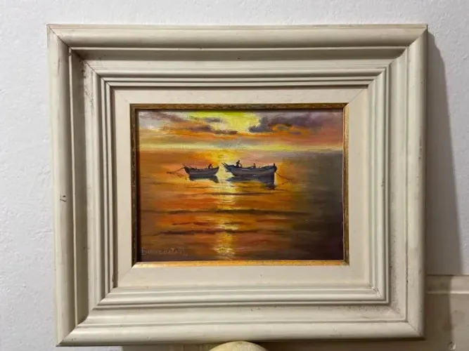 Quadro Moldura Por do Sol no mar