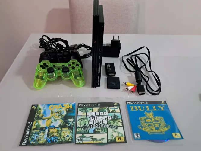 PS2 Slim Desbloqueado Completo + 2 Controles
