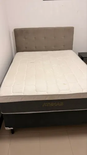 Cama Box Casal com Cabeceira Estofada + Colchão Ortobom