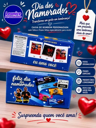 Caixa de Bombom Personalizada Dia dos Namorados 