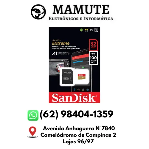 Cartão de Memória Micro SD 32gb com Adaptador Classe10 A1/U3/4K SanDisk