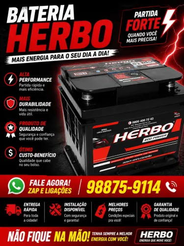 Bateria de carro herbo instalação grátis