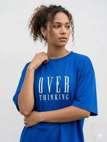Camiseta Oversize com estampa - Tam P/36 - Cor: azul marinho - completamente nova