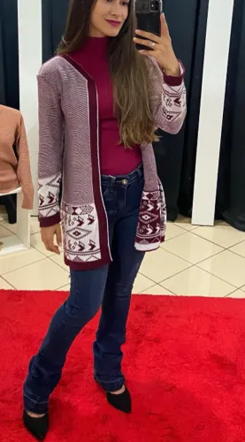 cardigã longo de tricô feminino
