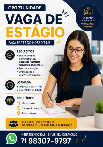 **? VAGA DE ESTÁGIO - RH / ADMINISTRAÇÃO / CIÊNCIAS CONTÁBEIS**