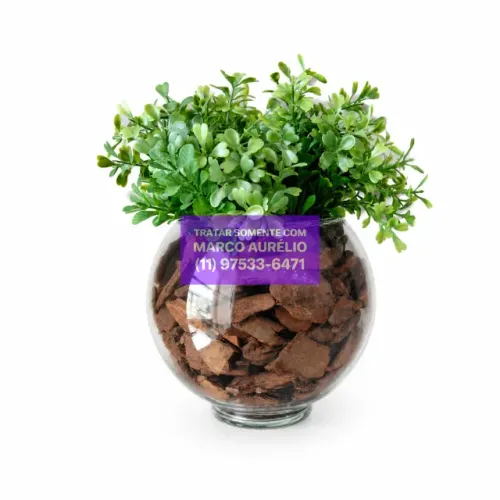 Arranjo Artificial Centro De Mesa Completo Vaso Vidro - R$ 150