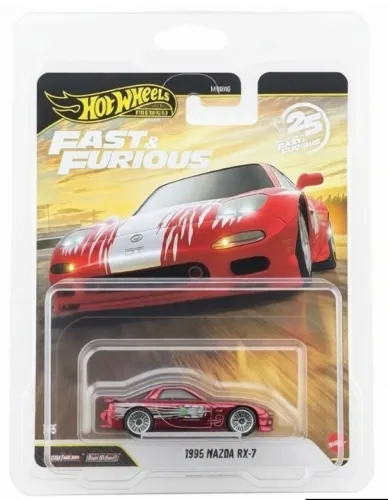 Hot Wheels 1995 Mazda RX7 Vermelho Cromado 2026 Velozes e Furiosos 25º Aniversário