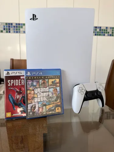 ? PlayStation 5 + 1 Controle + Spider-Man 2 + GTA V ? Estado de Conservação Impecável! ?