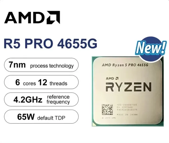 PROCESSADOR AMD RYZEN 5 4655G, 3.7GHZ (4.2GHZ MAX TURBO), CACHE 11MB, AM4, VÍDEO INTEGRADO