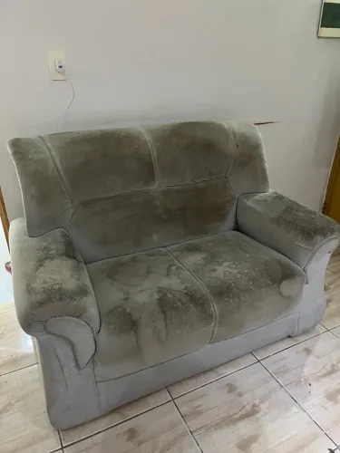 Sofá 2 Lugares Suede Cinza - Estrutura e Espuma Firmes