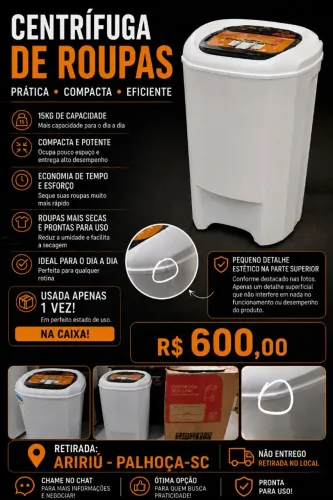 Centrífuga de Roupas 15kg