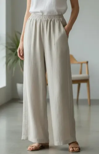 Calça feminina G algodão com linho