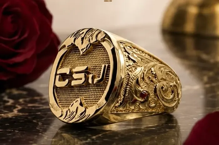 Anel Iniciais e Arabescos em Ouro 18k 750