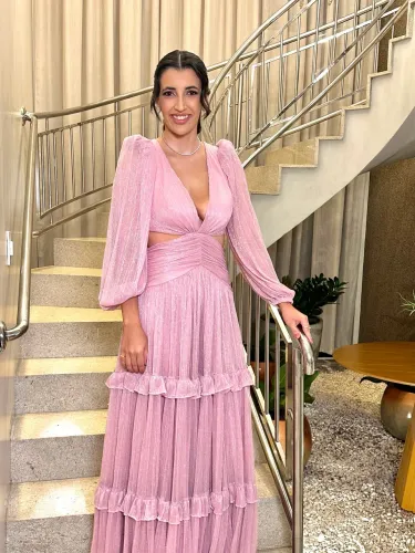 Vestido Recortes Rosa P