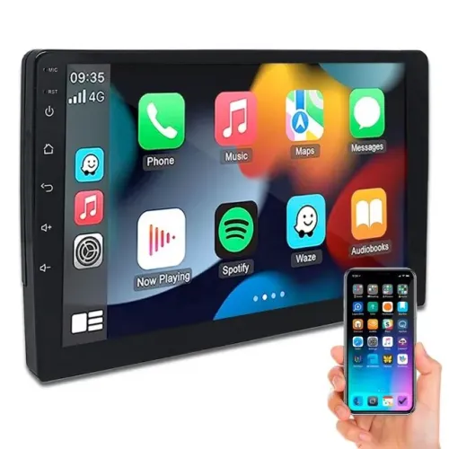 Multimídia MP5 1 Din Tela 9? Touch com CarPlay e Espelhamento