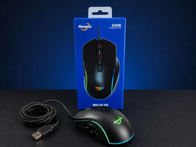 Mouse Gamer Atomo RGB com Fio e 7 Botões MO-W-X9