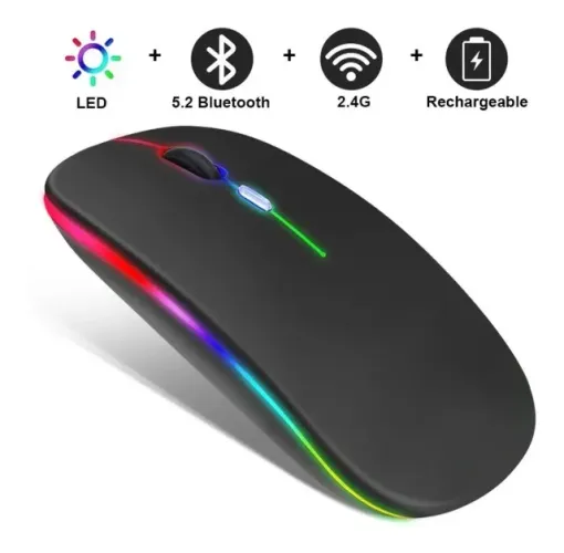 Mouse Sem Fio Recarregável Gamer Led Rgb E-1300-PRO Cores Variadas