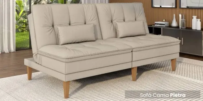 Sofá cama Pietra pés em madeira / FRETE GRÁTIS 