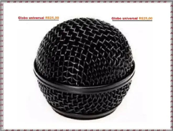 Globo universal em alumínio para microfones diversos