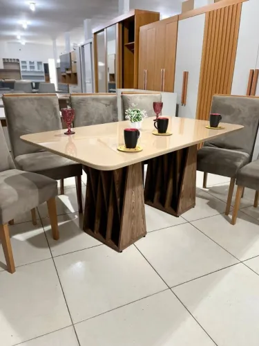 Mesa de jantar com 6 cadeiras 100% mdf