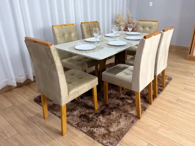 Mesa de Jantar Madri 1.60×0.80 Com 6 Cadeiras Receba Amanhã