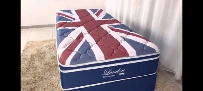 Colchão Solteiro London molas + base azul / Receba em 24h / pague na entrega 