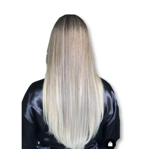 Cabelo de fibra orgânica loiro mesclado 65 centímetros